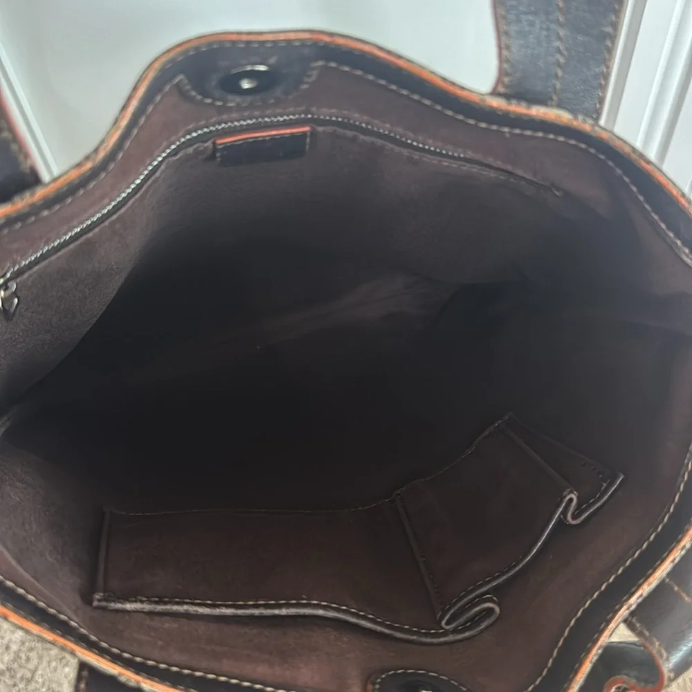 Celine Brown Monogram Canvas Satchel with Dark Brown Trim - Picture 11 of 13